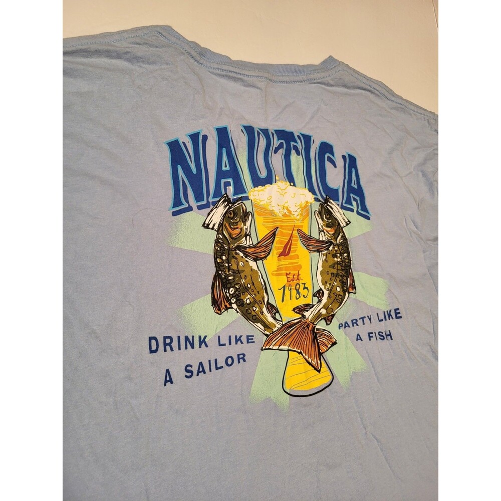 (#16) Nautica Short Sleeve Drink Like, Party Like Blue Size Men's XXL
